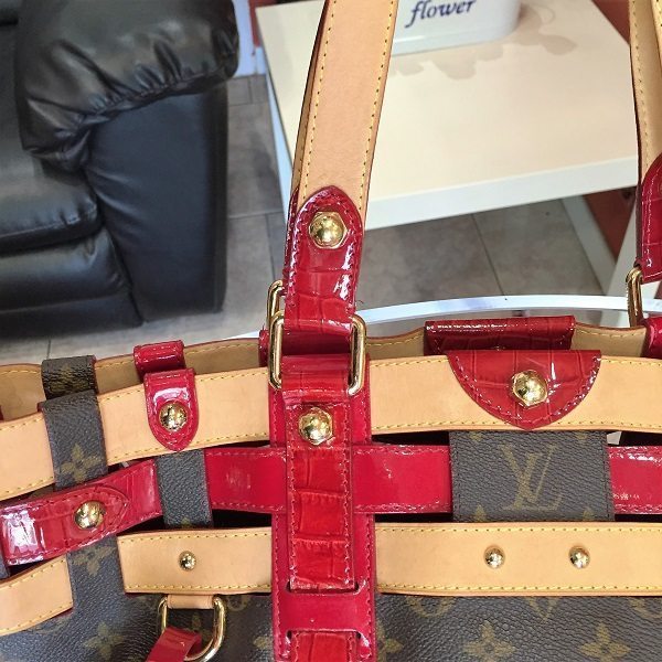 Louis Vuitton Brown Monogram and Red Patent and Crocodile Leather Rubis  Salina GM